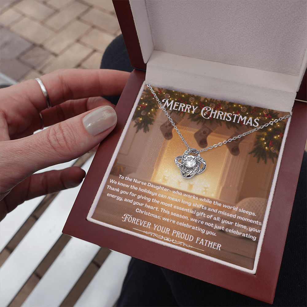 To My Nurse Daughter Message Card Christmas Necklace Gift | Nurse Daughter Gift