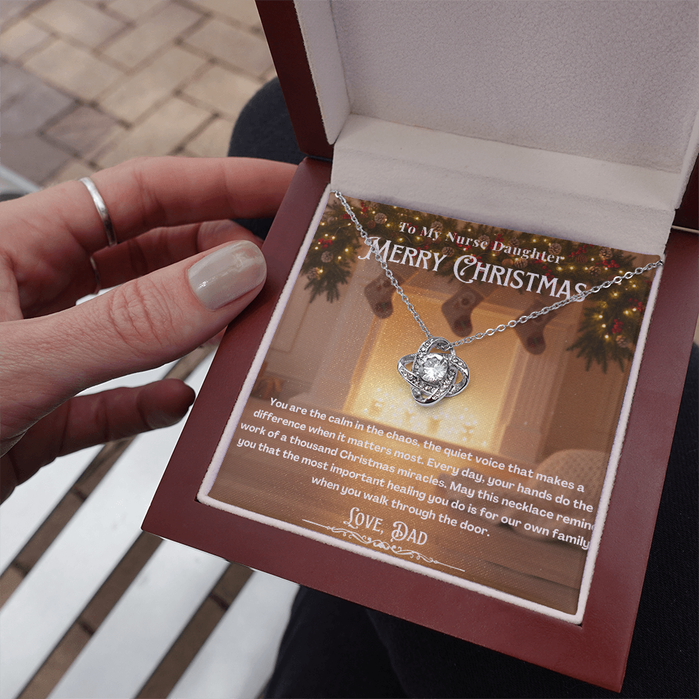 To My Nurse Daughter Message Card Christmas Necklace | Nurse Daughter Christmas Gift
