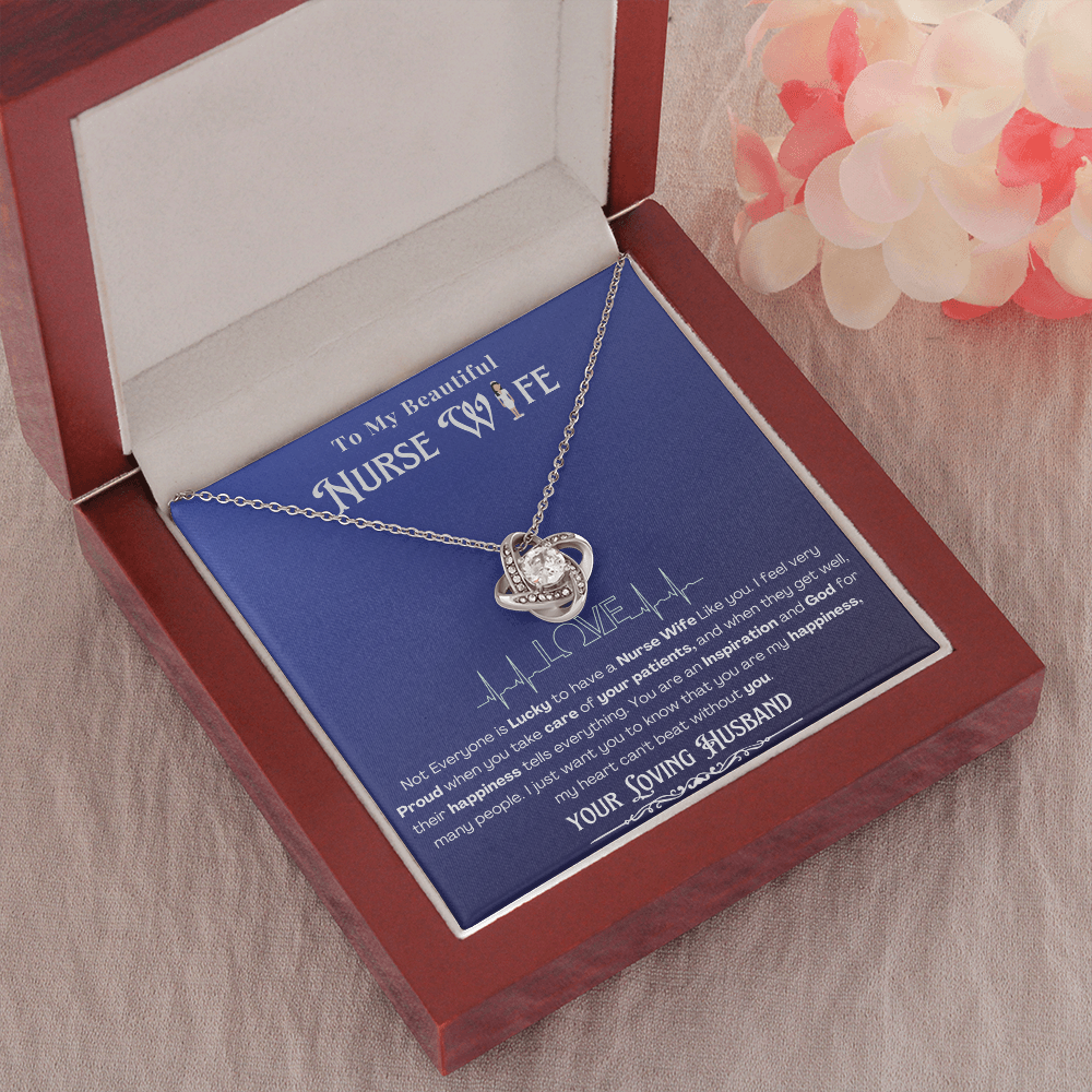 Happy Birthday To my Nurse Wife-Custom Message card Necklace | Nurse wife Gifts