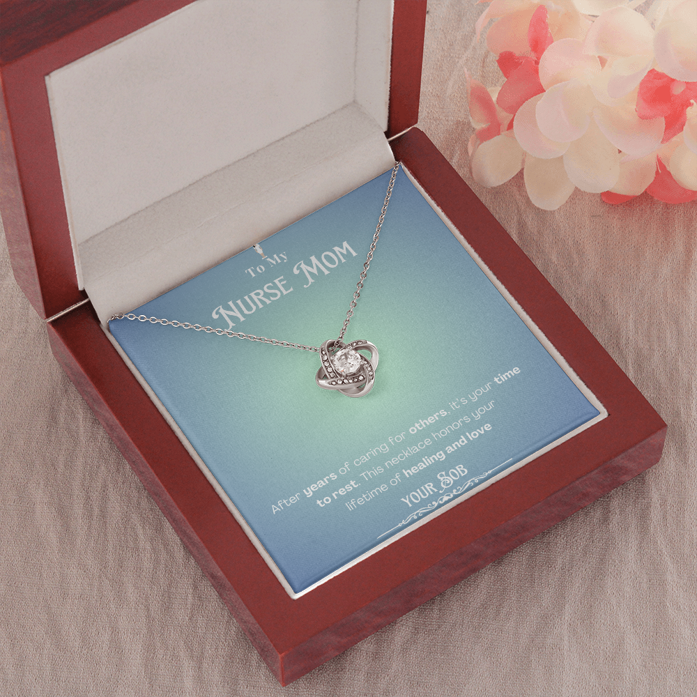 To My Retired Nurse Mom- Personalized Message Card Keepsake Necklace