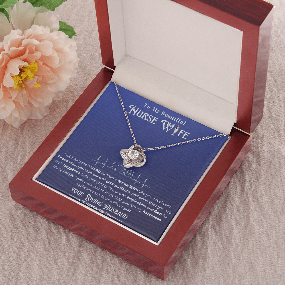 Happy Birthday To my Nurse Wife-Custom Message card Necklace | Nurse wife Gifts