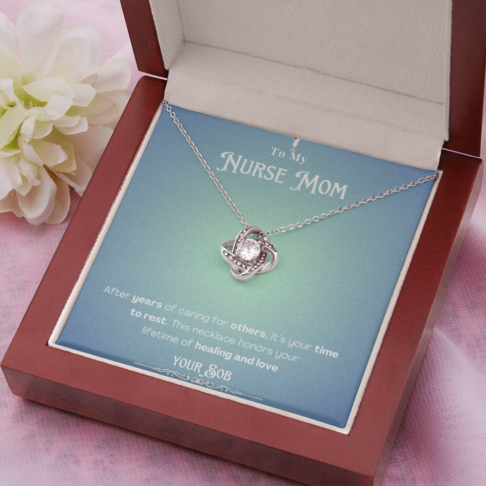 To My Retired Nurse Mom- Personalized Message Card Keepsake Necklace