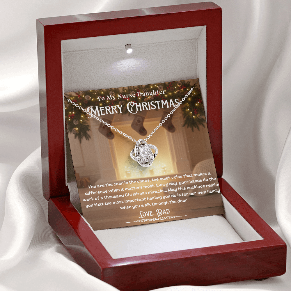To My Nurse Daughter Message Card Christmas Necklace | Nurse Daughter Christmas Gift