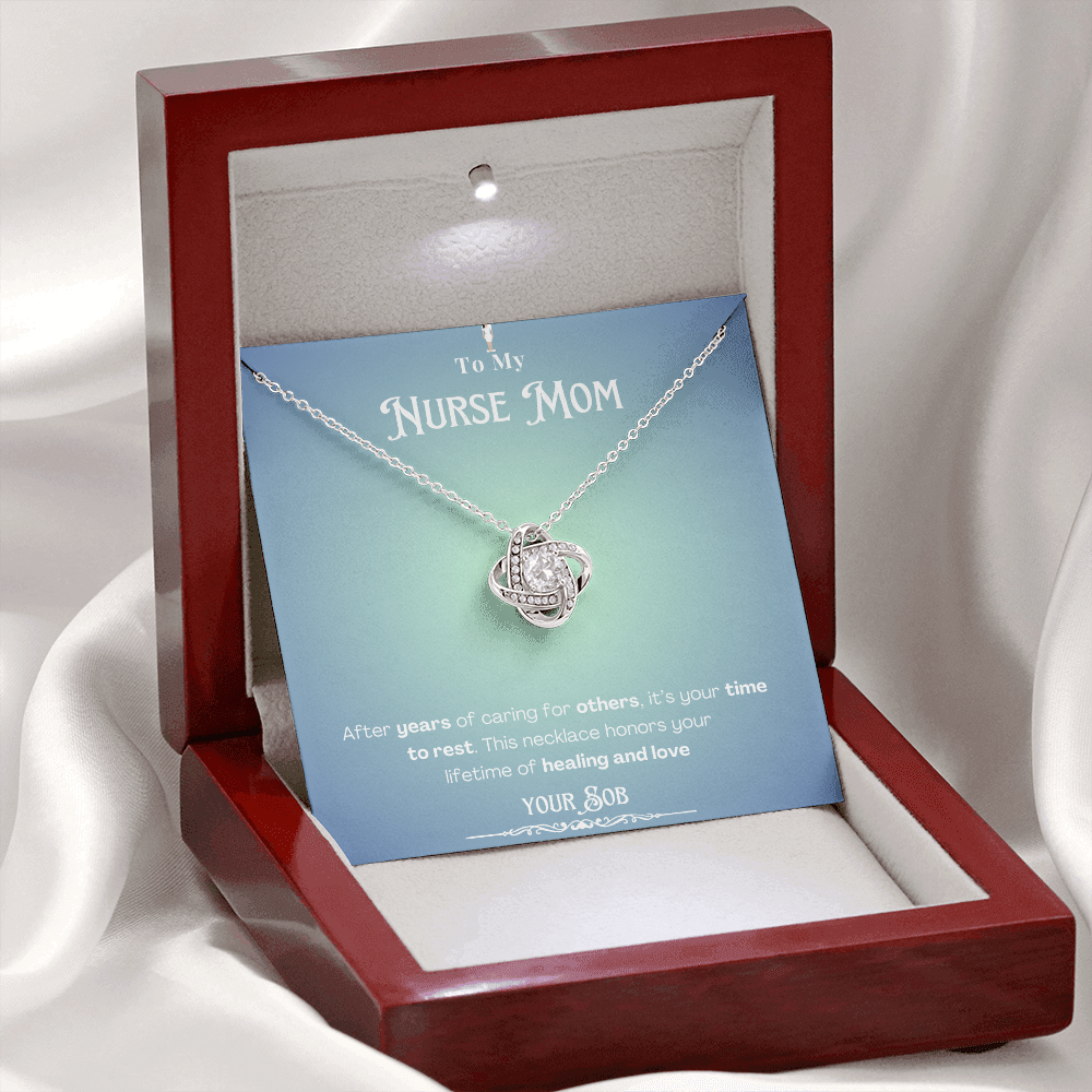 To My Retired Nurse Mom- Personalized Message Card Keepsake Necklace