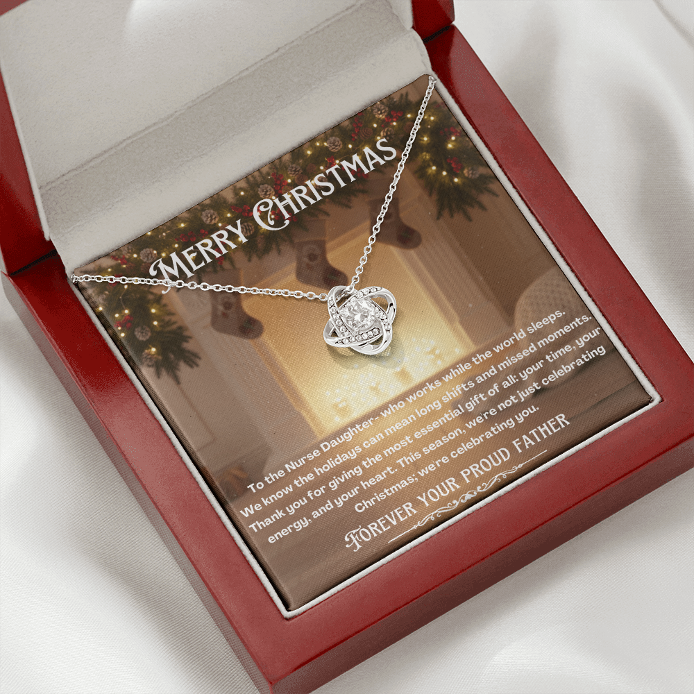 To My Nurse Daughter Message Card Christmas Necklace Gift | Nurse Daughter Gift