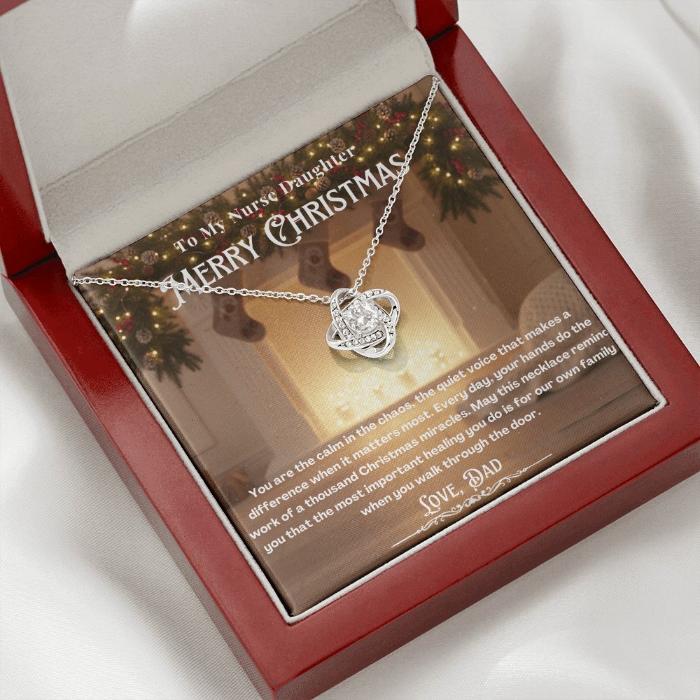 To My Nurse Daughter Message Card Christmas Necklace | Nurse Daughter Christmas Gift