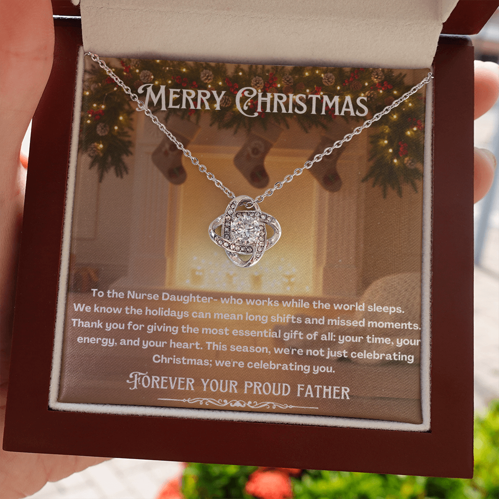 To My Nurse Daughter Message Card Christmas Necklace Gift | Nurse Daughter Gift