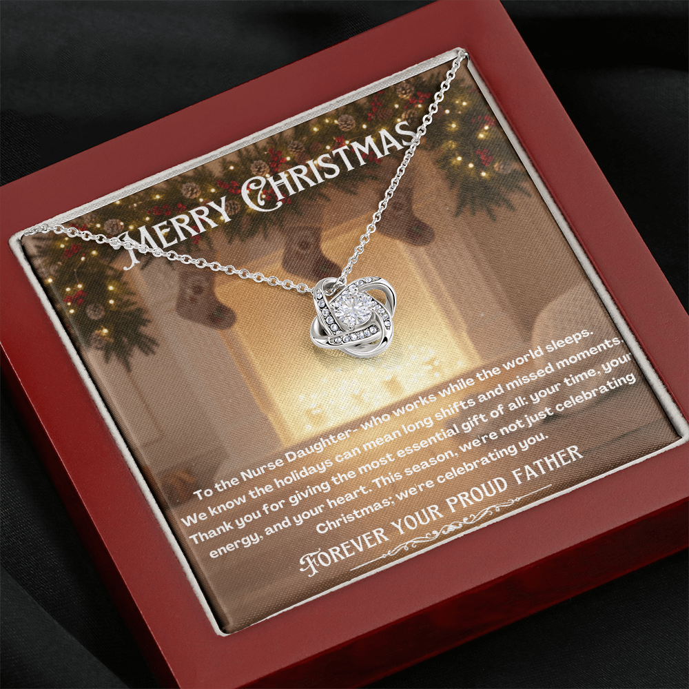 To My Nurse Daughter Message Card Christmas Necklace Gift | Nurse Daughter Gift