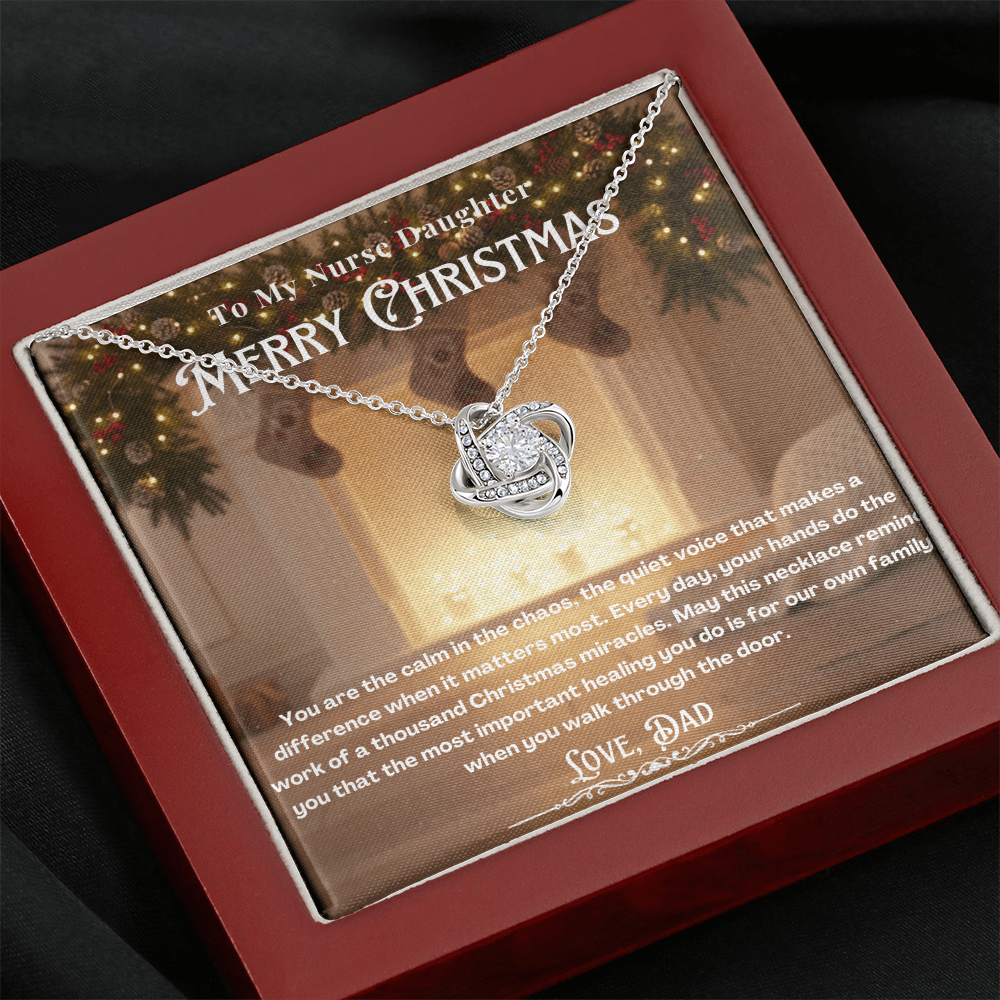 To My Nurse Daughter Message Card Christmas Necklace | Nurse Daughter Christmas Gift