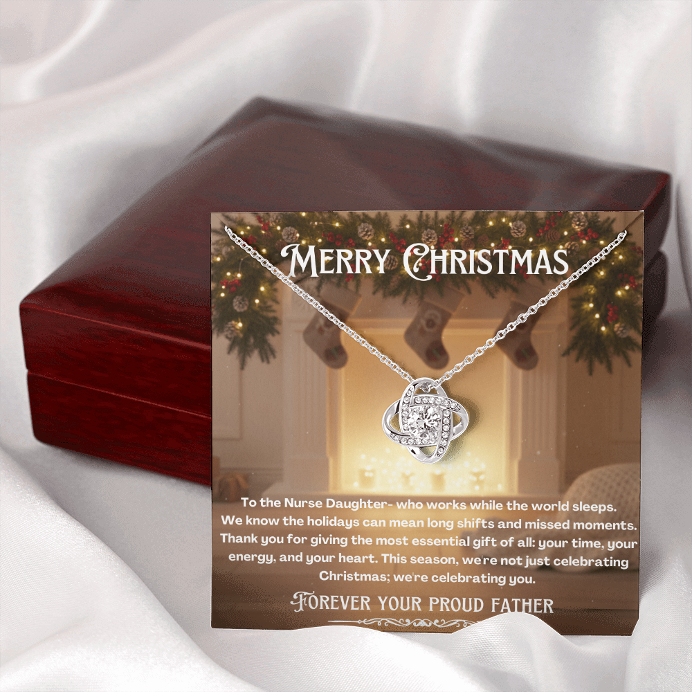 To My Nurse Daughter Message Card Christmas Necklace Gift | Nurse Daughter Gift