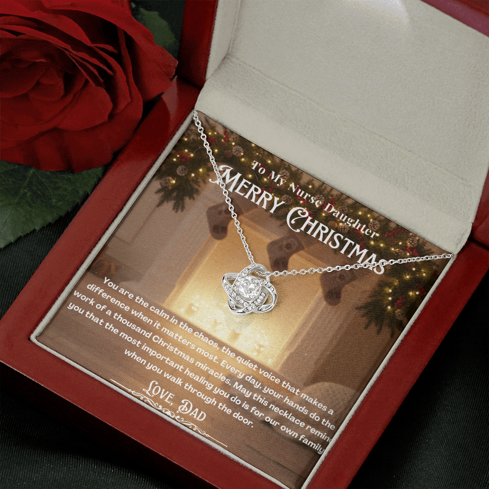 To My Nurse Daughter Message Card Christmas Necklace | Nurse Daughter Christmas Gift