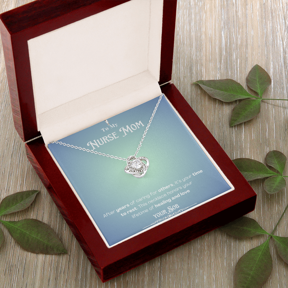To My Retired Nurse Mom- Personalized Message Card Keepsake Necklace