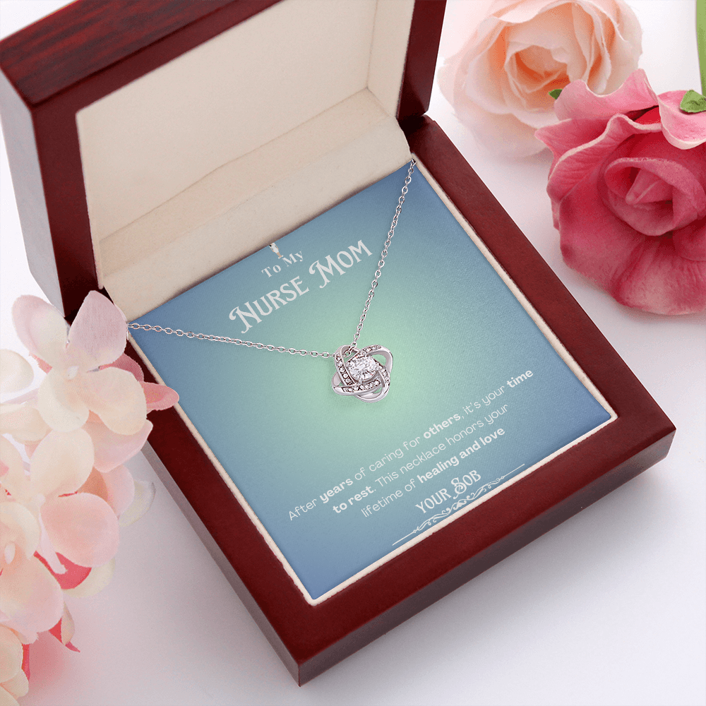To My Retired Nurse Mom- Personalized Message Card Keepsake Necklace