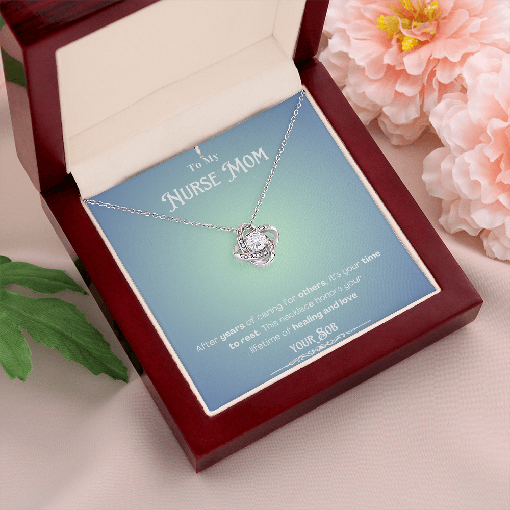 To My Retired Nurse Mom- Personalized Message Card Keepsake Necklace