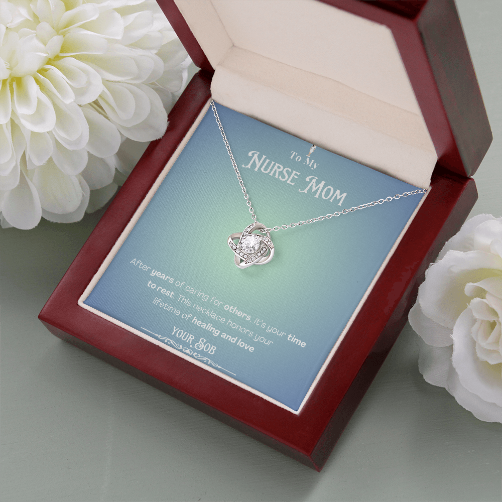 To My Retired Nurse Mom- Personalized Message Card Keepsake Necklace
