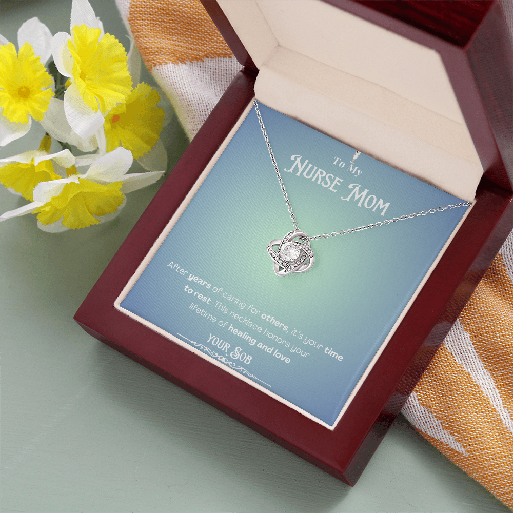 To My Retired Nurse Mom- Personalized Message Card Keepsake Necklace