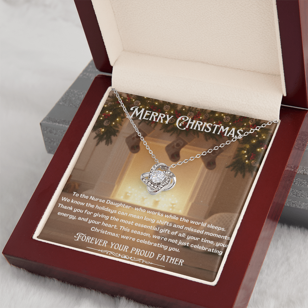To My Nurse Daughter Message Card Christmas Necklace Gift | Nurse Daughter Gift