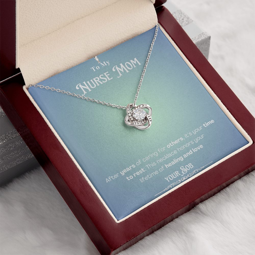 To My Retired Nurse Mom- Personalized Message Card Keepsake Necklace