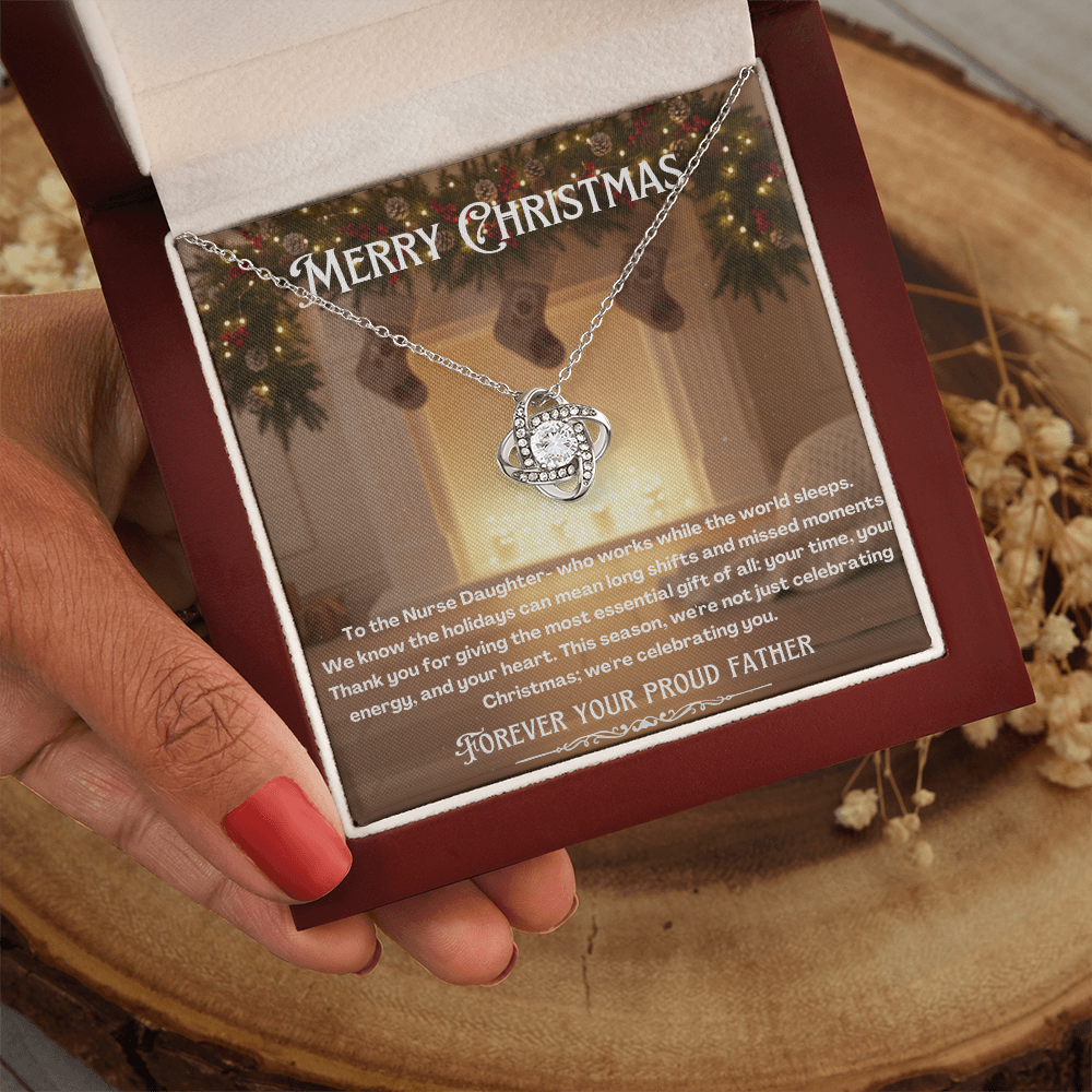 To My Nurse Daughter Message Card Christmas Necklace Gift | Nurse Daughter Gift