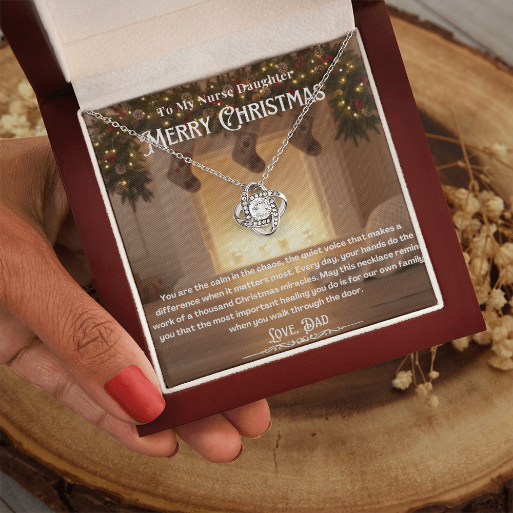 To My Nurse Daughter Message Card Christmas Necklace | Nurse Daughter Christmas Gift