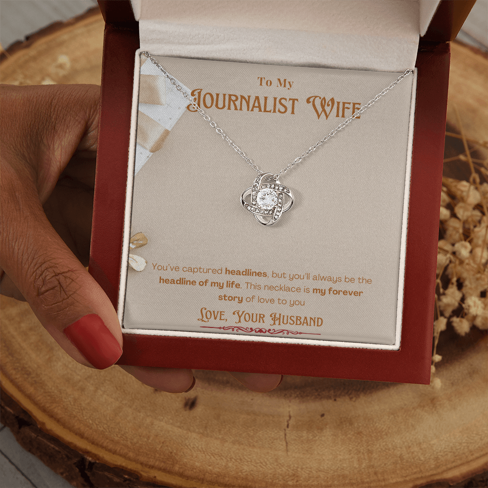 To My Journalist Wife  Personalized Message card Anniversary Necklace
