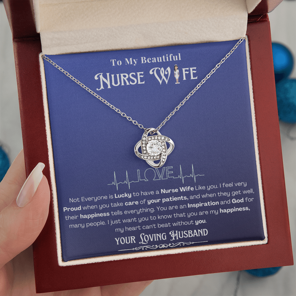 Happy Birthday To my Nurse Wife-Custom Message card Necklace | Nurse wife Gifts