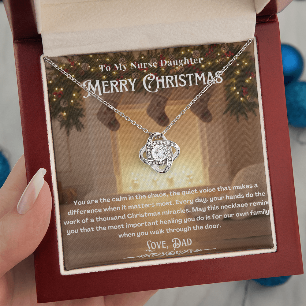 To My Nurse Daughter Message Card Christmas Necklace | Nurse Daughter Christmas Gift