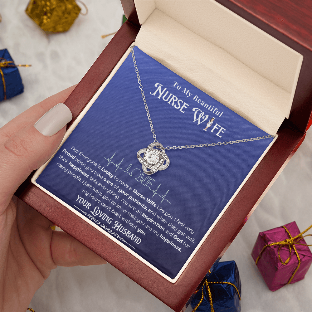 Happy Birthday To my Nurse Wife-Custom Message card Necklace | Nurse wife Gifts