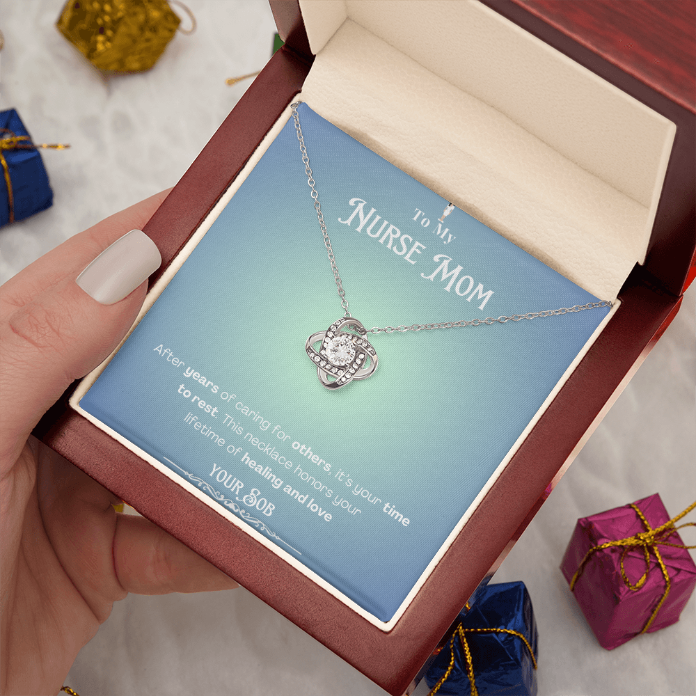 To My Retired Nurse Mom- Personalized Message Card Keepsake Necklace