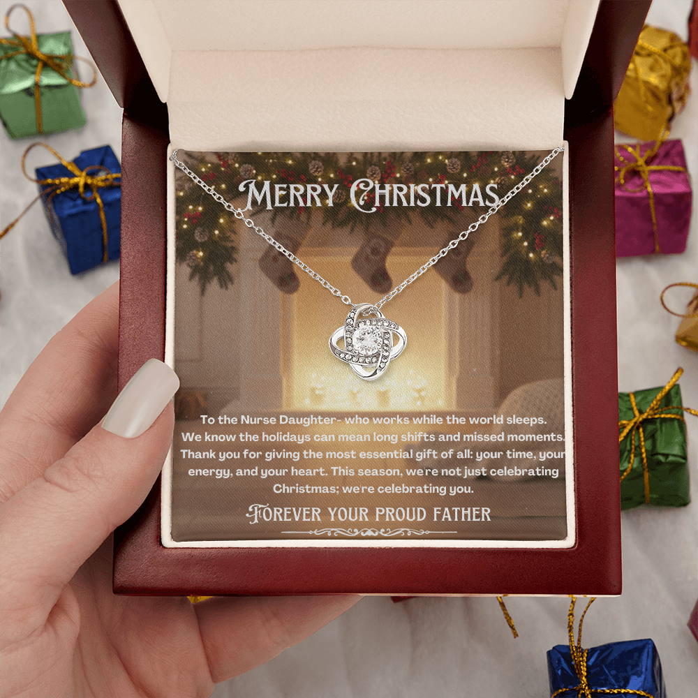To My Nurse Daughter Message Card Christmas Necklace Gift | Nurse Daughter Gift
