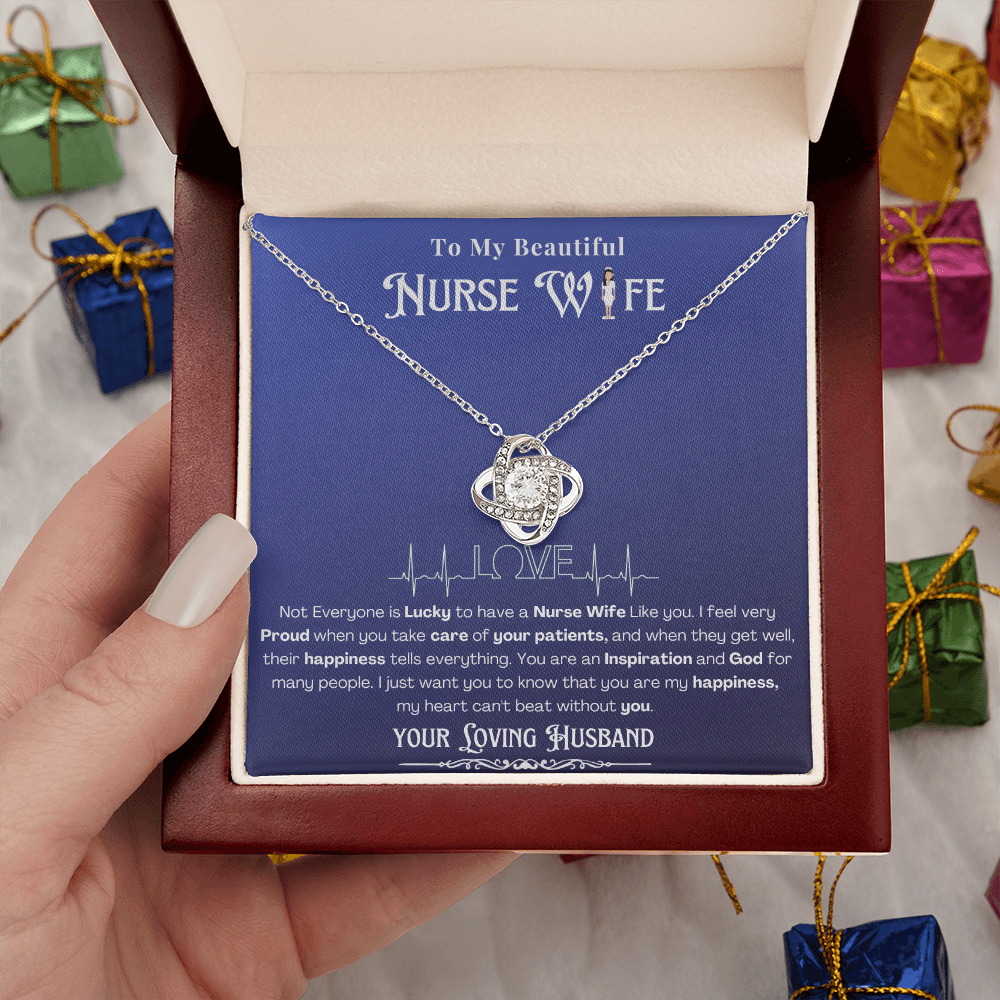 Happy Birthday To my Nurse Wife-Custom Message card Necklace | Nurse wife Gifts
