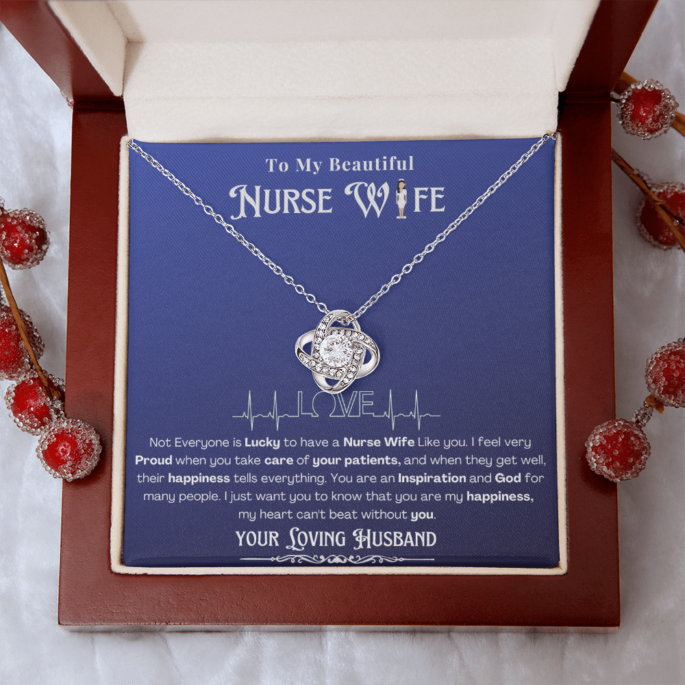 Happy Birthday To my Nurse Wife-Custom Message card Necklace | Nurse wife Gifts