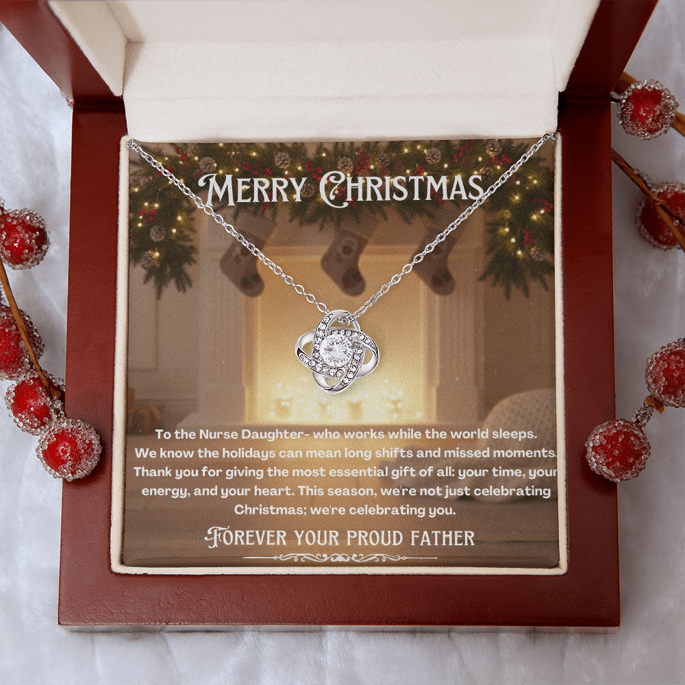 To My Nurse Daughter Message Card Christmas Necklace Gift | Nurse Daughter Gift