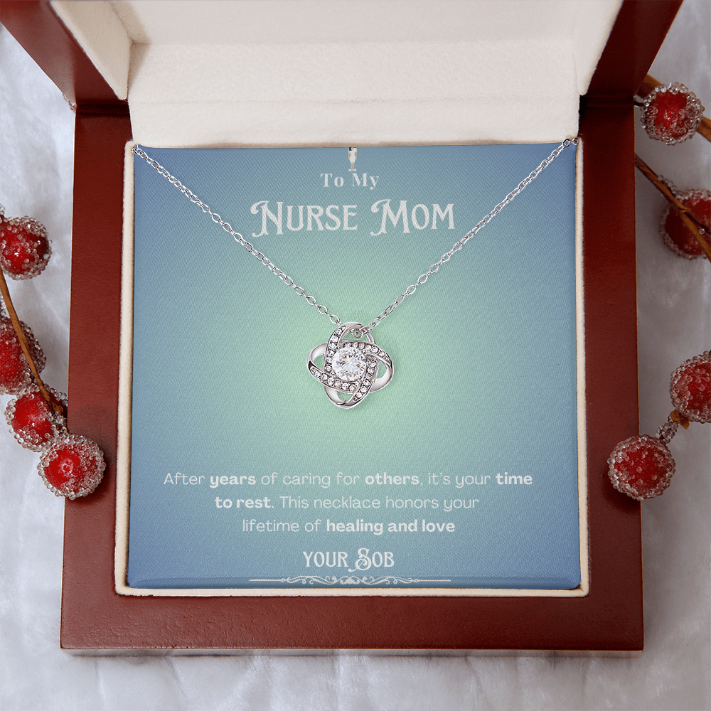 To My Retired Nurse Mom- Personalized Message Card Keepsake Necklace