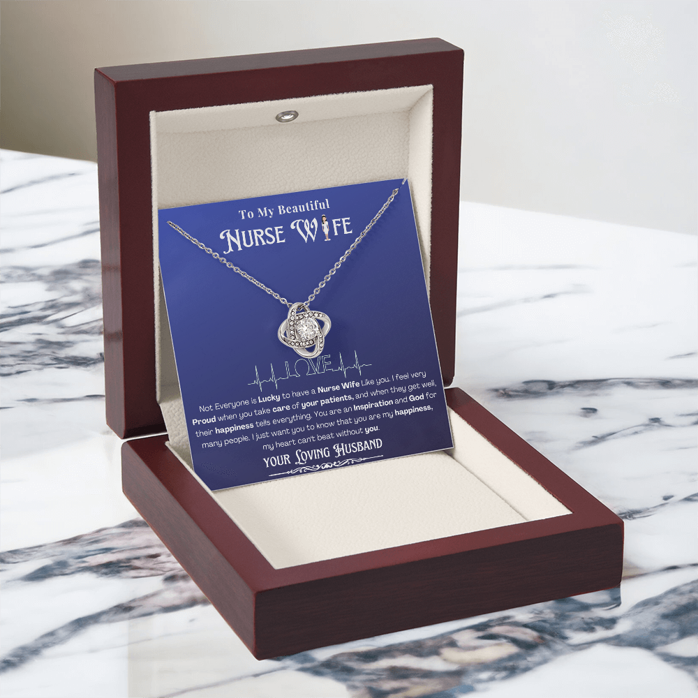 Happy Birthday To my Nurse Wife-Custom Message card Necklace | Nurse wife Gifts