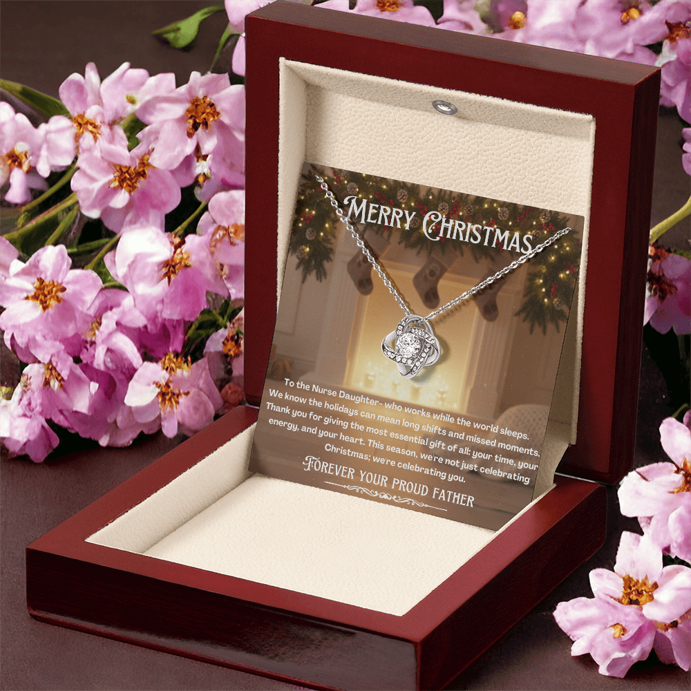 To My Nurse Daughter Message Card Christmas Necklace Gift | Nurse Daughter Gift