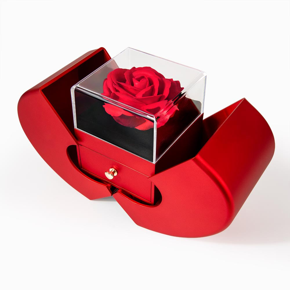 To My Beautiful Wife Message Card Necklace With Red Heart Rose Box