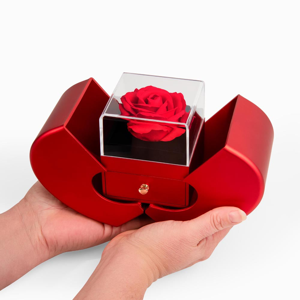 To My Beautiful Wife Message Card Necklace With Red Heart Rose Box